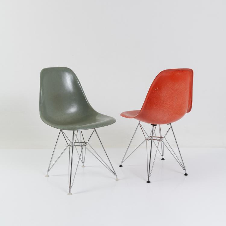 Bild 1 zu Objekt, Two 'DSR' chairs on 'Eiffel Tower base', 1950-53 (design), Charles Eames,Ray Eames, Herman Miller, Zeeland, 182B 524