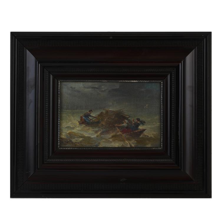 Bild 1 zu Objekt, Hay boat in a storm on Lake Chiemsee, c. 1915, Joseph Wopfner, 181C 725