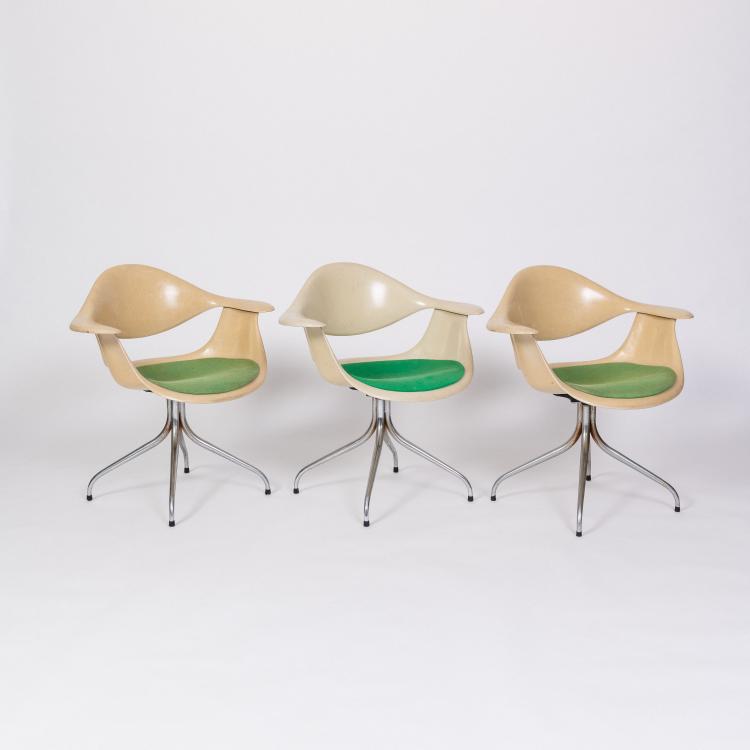 Bild 5 zu Objekt, Three 'DAF' armchairs on 'swaged-leg' frames, 1954 (design), George Nelson, Miller, Herman, Zeeland, MI, 182B 560