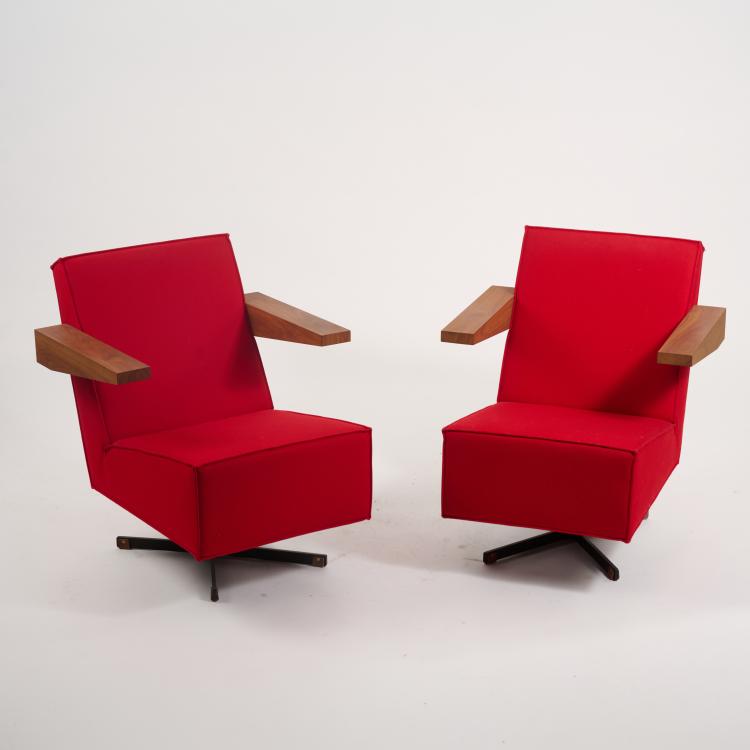 Bild 1 zu Objekt, Two armchairs 'UNESCO' - 'Press Room Chair', 1958 (design), Gerrit Rietveld, Spectrum, Eindhoven, 182B 505