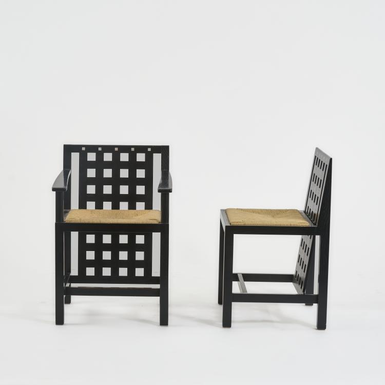 Bild 2 zu Objekt, 5 armchairs 'Candida Cottage Chair - DS 3', 1 chair 'Candida Cottage Chair', 1918 (design), Charles Rennie Mackintosh, Cassina, Mailand / Milan, 182B 491