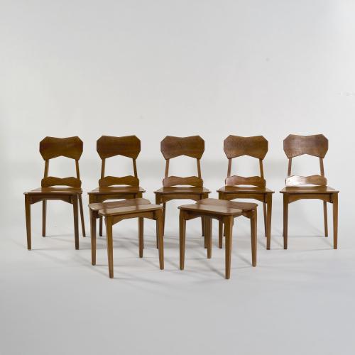 Five anthroposophical chairs and two stools, 1940s (design)