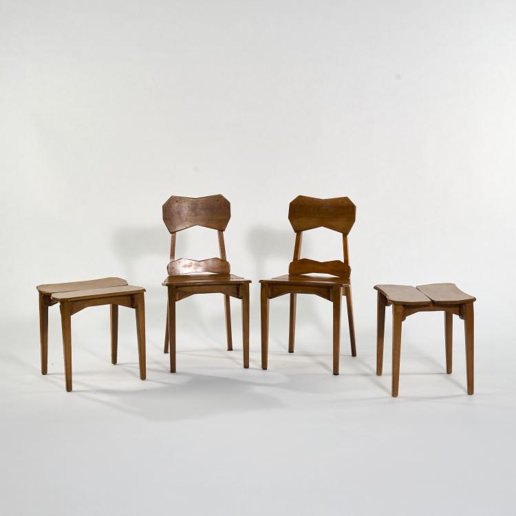Bild 4 zu Objekt, Five anthroposophical chairs and two stools, 1940s (design), Paul Bay, Dornach, Kunstschnitzwerkstatt (zug. / attr.), 182C 756
