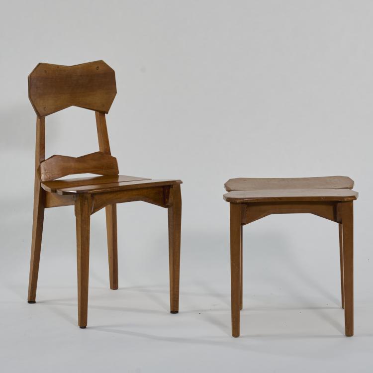 Bild 5 zu Objekt, Five anthroposophical chairs and two stools, 1940s (design), Paul Bay, Dornach, Kunstschnitzwerkstatt (zug. / attr.), 182C 756