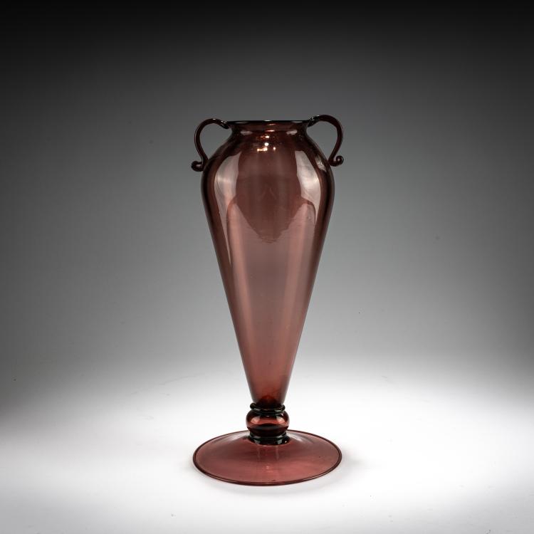 Hauptbild zu Objekt, Tall vase with handles 'Costolato', c.  1930, Toso, Fratelli, Murano, 181B 561