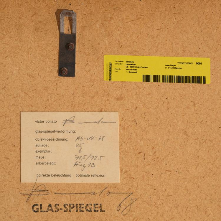 Bild 2 zu Objekt, Glass mirror deformation 'Ab-KK-68', 1968 (silver-plated in Aug. 1973), Victor Bonato, 181C 779