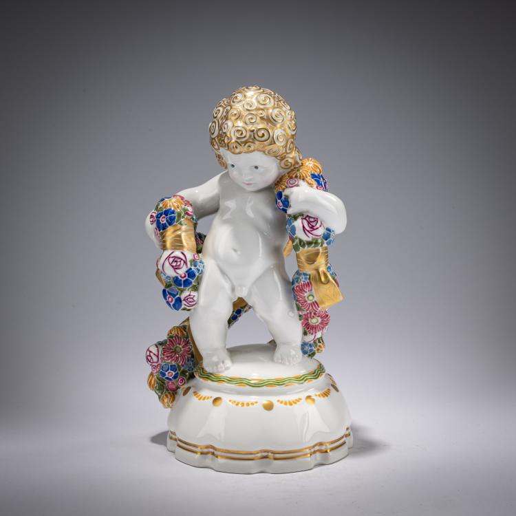 Hauptbild zu Objekt, Putto 'Fr&uuml;hling', 1911, Martin Fritzsche, Berlin, KPM, 182A 399