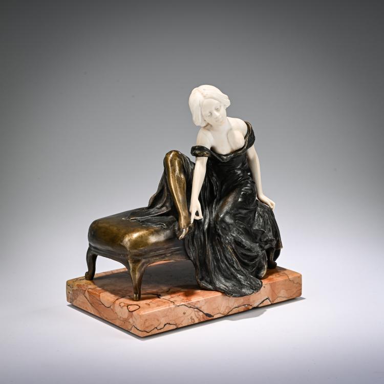 Bild 1 zu Objekt, Chryselephantin-Figur 'Beim Fertigmachen', vor 1914, Peter Tereszczuk, Tereszczuk & Ullmann, Wien / Vienna, 182A 291