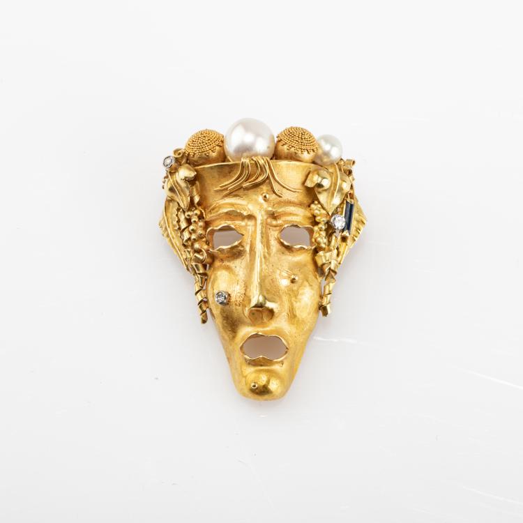 Hauptbild zu Objekt, Mask brooch, 1930s, Johann Michael Wilm, 