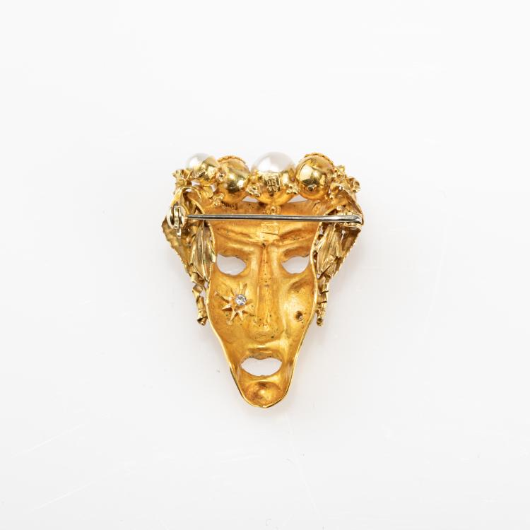 Bild 1 zu Objekt, Mask brooch, 1930s, Johann Michael Wilm, 