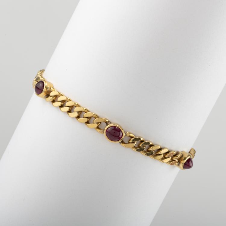 Bild 2 zu Objekt, Curb bracelet with ruby cabochons, 182D 1123