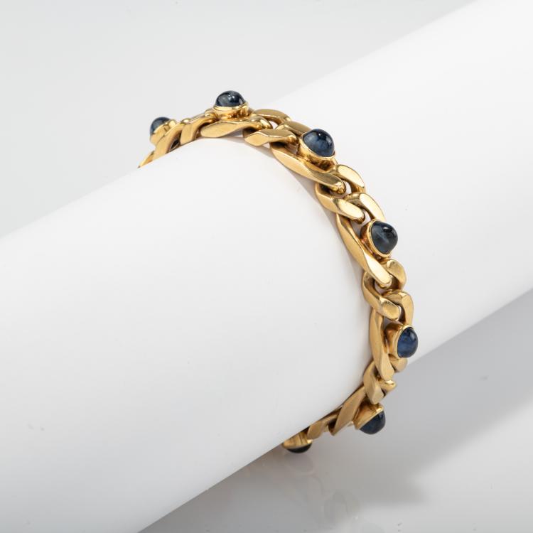 Bild 1 zu Objekt, Curb bracelet with sapphire cabochons, 182D 1124