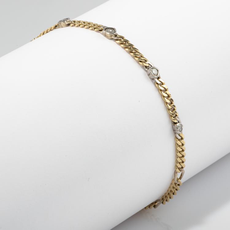 Bild 1 zu Objekt, Curb chain with diamonds in a heart setting, Iatlien / Italy, 182D 1125