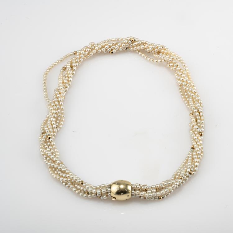 Bild 2 zu Objekt, Multi-strand pearl necklace with gold clasp, 182D 1100