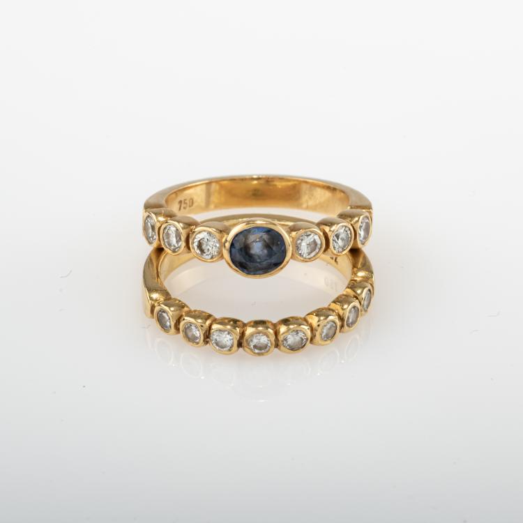 Hauptbild zu Objekt, Two stackable rings with sapphire and diamonds, Damm, Jutta, M&uuml;nchen / Munich, 182D 1116