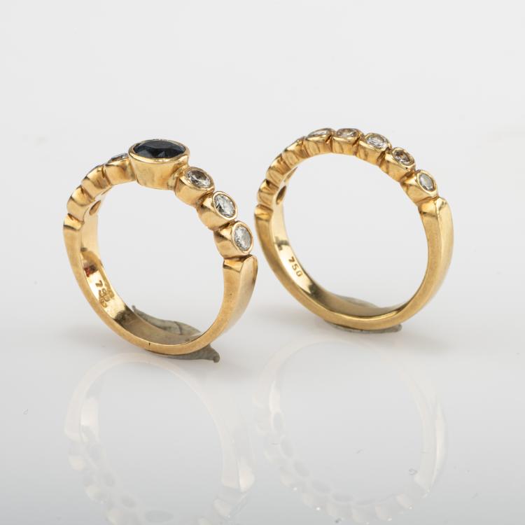 Bild 2 zu Objekt, Two stackable rings with sapphire and diamonds, Damm, Jutta, M&uuml;nchen / Munich, 182D 1116