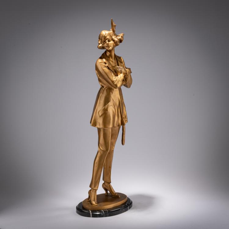 Bild 1 zu Objekt, Bronze figure 'Girl with Cigarette', c. 1925, Bruno Zach, 