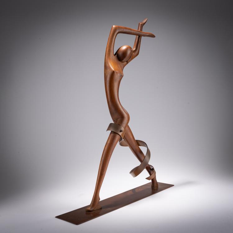 Bild 1 zu Objekt, Holzfigur 'Schreitende' mit Band, nach 1945,  Hagenauer, Hagenauer, Wien / Vienna, 