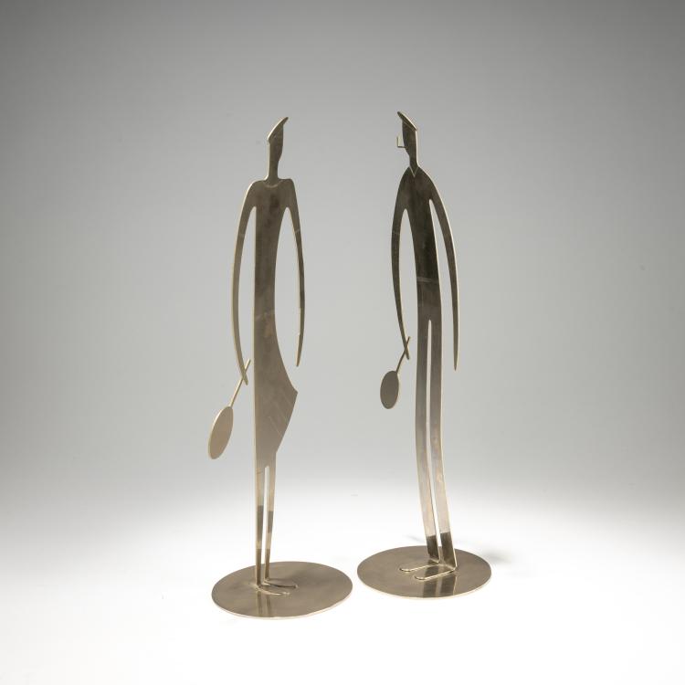 Bild 1 zu Objekt, Two metal figures 'Tennis Players', c. 1950, Franz Hagenauer (attributed), Hagenauer, Wien / Vienna, 182A 271
