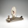 Desk set with clock and figure of a cross country skier, 1930s