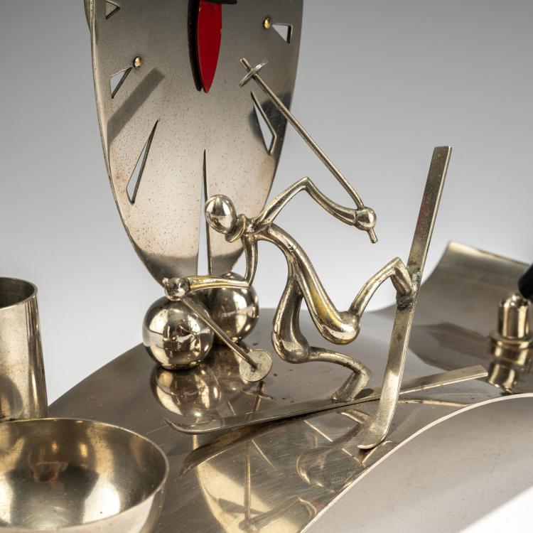 Bild 3 zu Objekt, Desk set with clock and figure of a cross country skier, 1930s,  Hagenauer, Hagenauer, Wien / Vienna, 182A 266