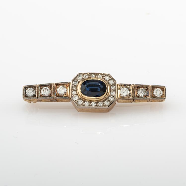 Hauptbild zu Objekt, Brooch with sapphire and diamonds, 182D 1091