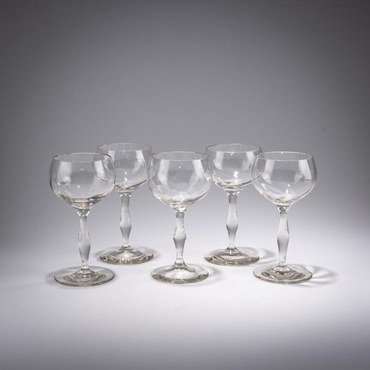 Hauptbild zu Objekt, Five southern wine glasses, 1901, Hans Christiansen, Theresienthaler Krystallglasfabrik / Theresienthal, 182A 247