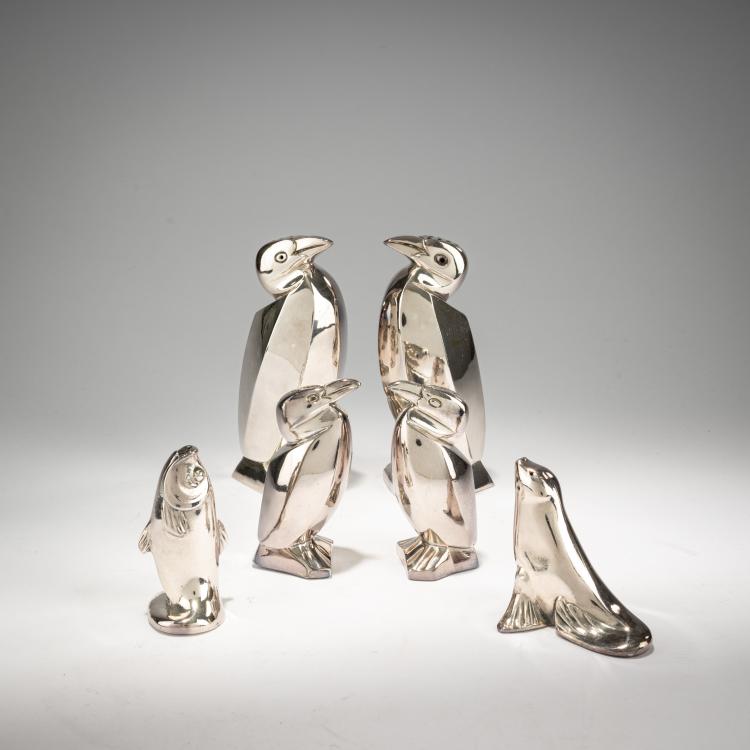 Hauptbild zu Objekt, Sechsteiliges Gew&uuml;rzset, um 1920, &Eacute;douard Marcel Sandoz (im Stile von), Christofle, Paris, 182A 438