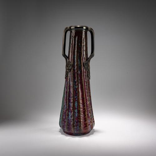 Henkelvase mit Zinnmontierung, um 1900