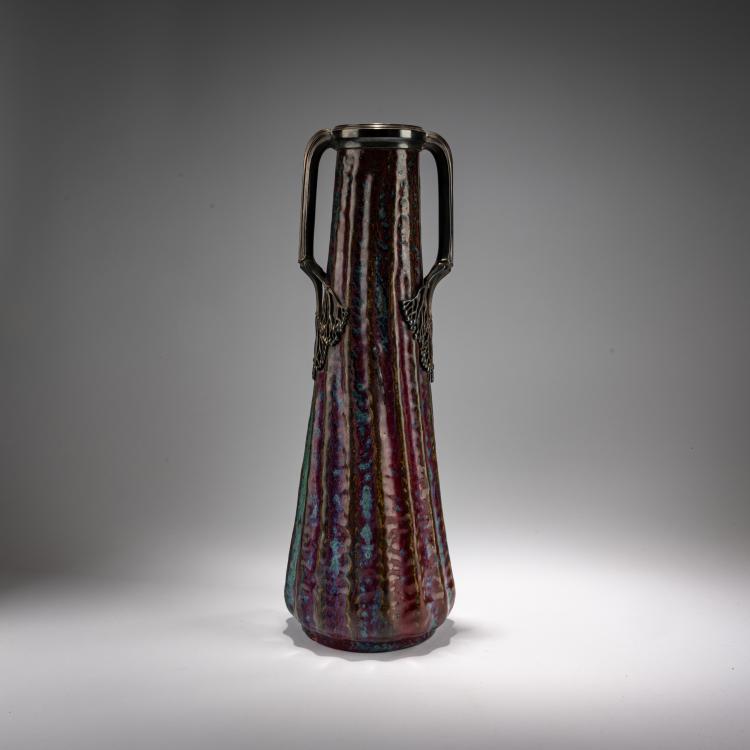 Hauptbild zu Objekt, Henkelvase mit Zinnmontierung, um 1900, Pierre-Adrien Dalpayrat, Dalpayrat, Bourg-la-Reine, 182A 336