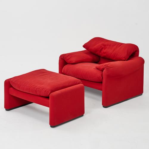 Sessel mit Ottoman 'Maralunga', 1973 (Entwurf)