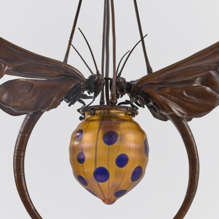 Bild 2 zu Objekt, Ceiling light 'Dragonflies' glass lampshade 'with stripes and spots', c. 1903, Koloman (Umkreis) Moser, &Ouml;sterreich / Austria, 