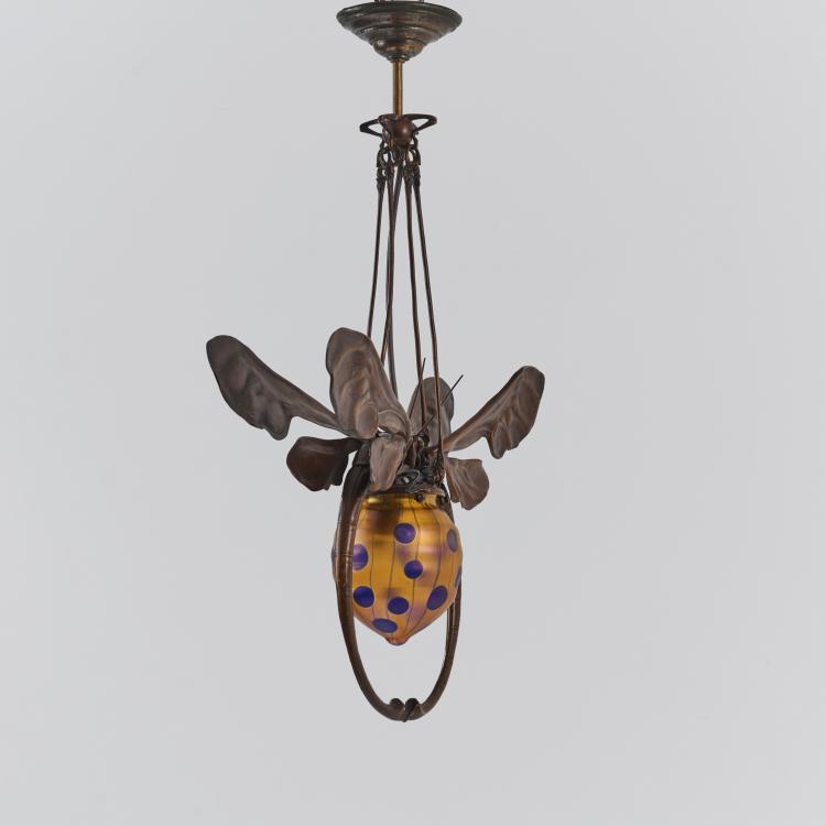 Bild 3 zu Objekt, Ceiling light 'Dragonflies' glass lampshade 'with stripes and spots', c. 1903, Koloman (Umkreis) Moser, &Ouml;sterreich / Austria, 