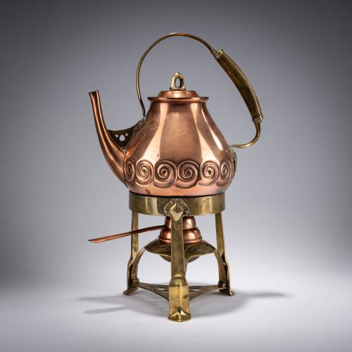 Water kettle with warmer, burner and extinguisher, c. 1903