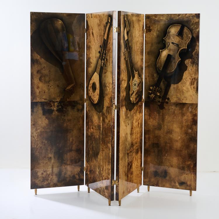 Hauptbild zu Objekt, Folding screen 'Strumenti Musicali', 1960s/70s (design), Aldo Tura, Tura, Mailand, 182C 845