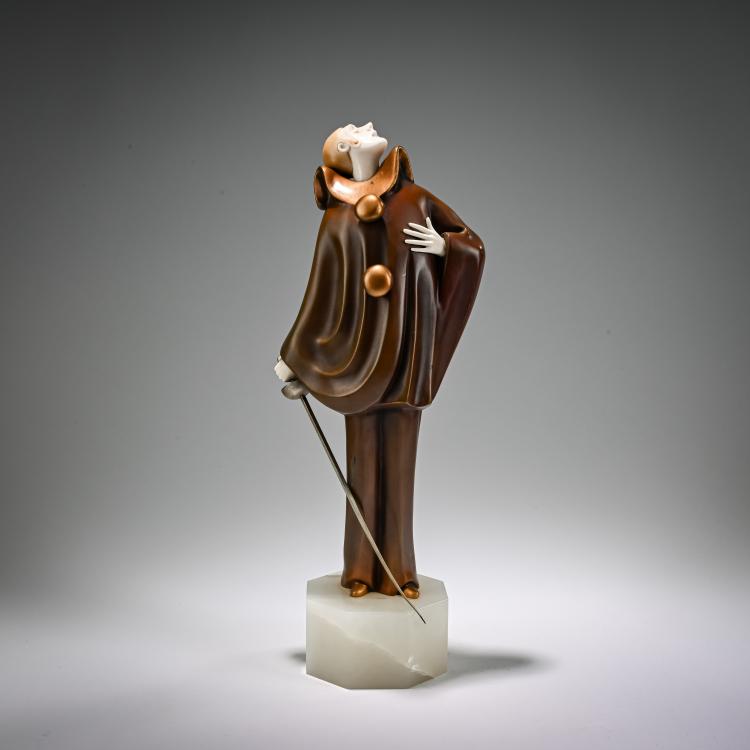 Hauptbild zu Objekt, Chryselephantine Figure 'Foil Fencer' ('Pagliacci'), c. 1925, Roland Paris, 182A 279