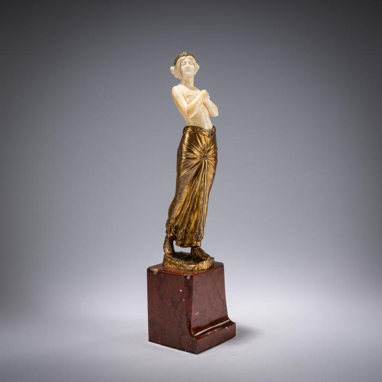 Hauptbild zu Objekt, Chryselephantin-Figur 'Odaliske', um 1895, Eug&egrave;ne Barillot, 182A 250