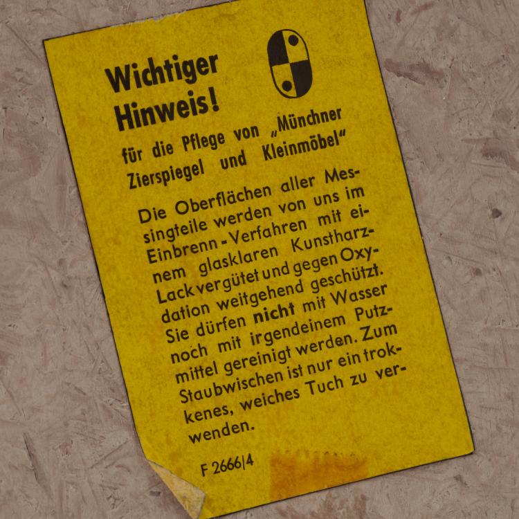 Bild 4 zu Objekt, Wandspiegel, um 1955 (Entwurf), M&uuml;nchner Zierspiegel, M&uuml;nchen / Munich, 183A 501