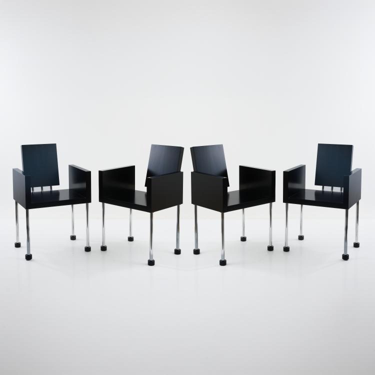 Hauptbild zu Objekt, Four armchairs 'Miss don't you like Caviar?', 1987 (design), Ettore Sottsass, Brugola, Renzo f&uuml;r Galerie Blum Helman, New York, 