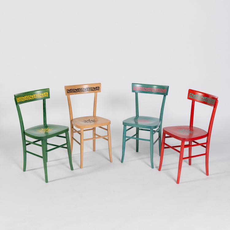 Hauptbild zu Objekt, Vier St&uuml;hle 'Belep' aus der 'Easy Home' Kollektion, 1995 (Entwurf), Alessandro Mendini, Memphis, Mailand / Milan, 182C 939