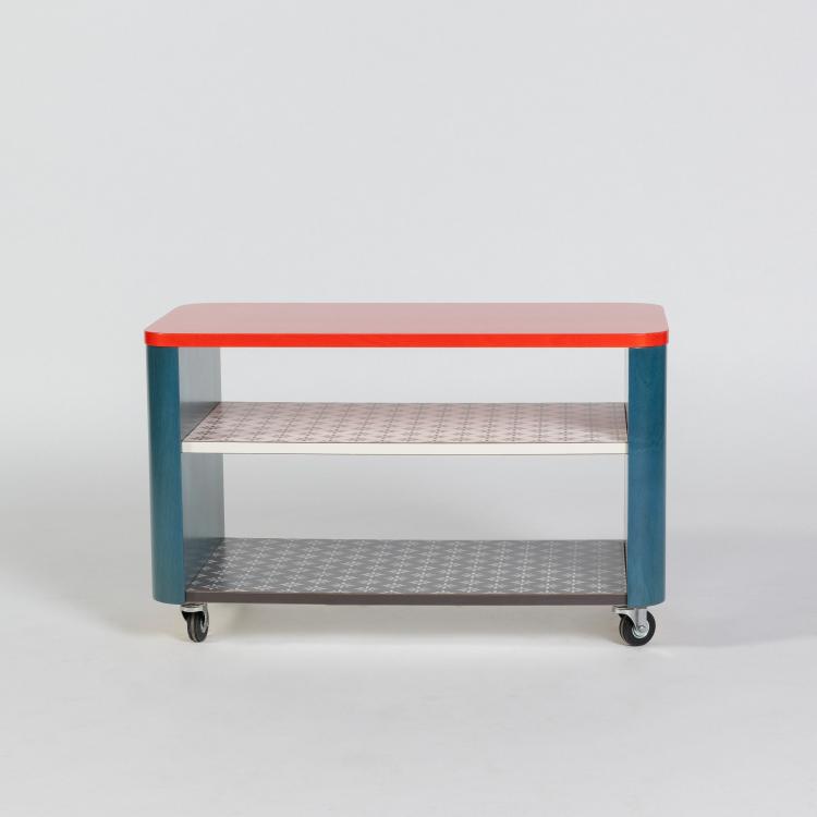 Bild 1 zu Objekt, Regal auf Rollen 'Bora-Bora' aus der 'Easy Home' Kollektion, 1995 (Entwurf), Alessandro Mendini, Memphis, Mailand / Milan, 182C 942