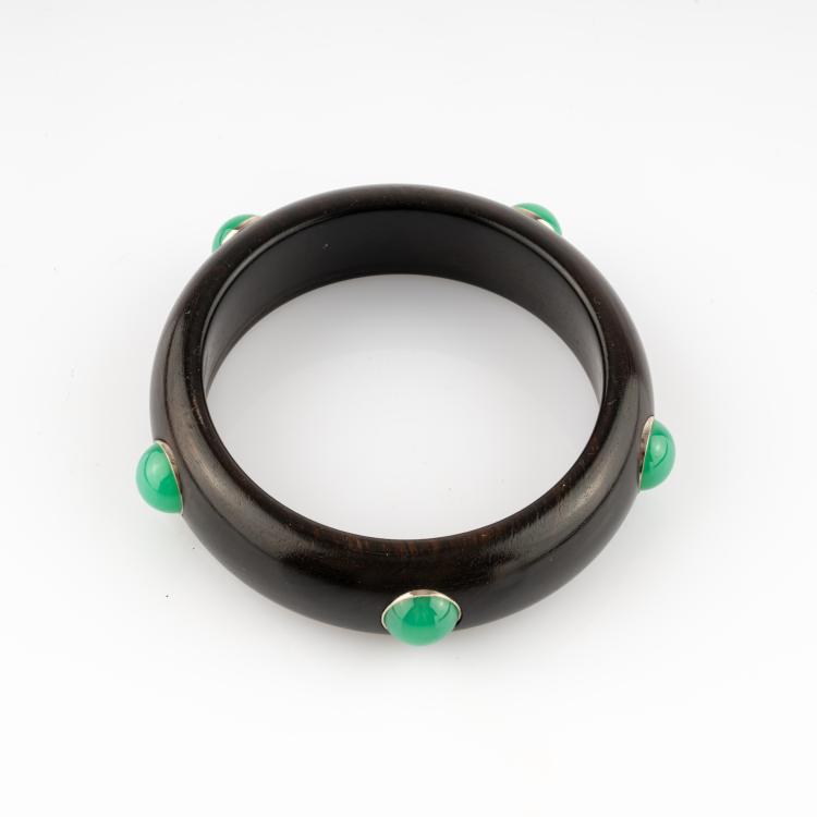 Hauptbild zu Objekt, Bracelet with chrysoprase cabochons, 1987, Hahlen, Maria, D&uuml;sseldorf / Dusseldorf, 182D 1120