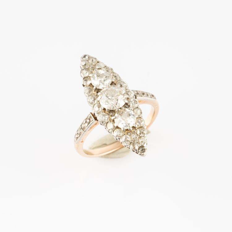 Bild 1 zu Objekt, Navette ring with diamonds, 182D 1088