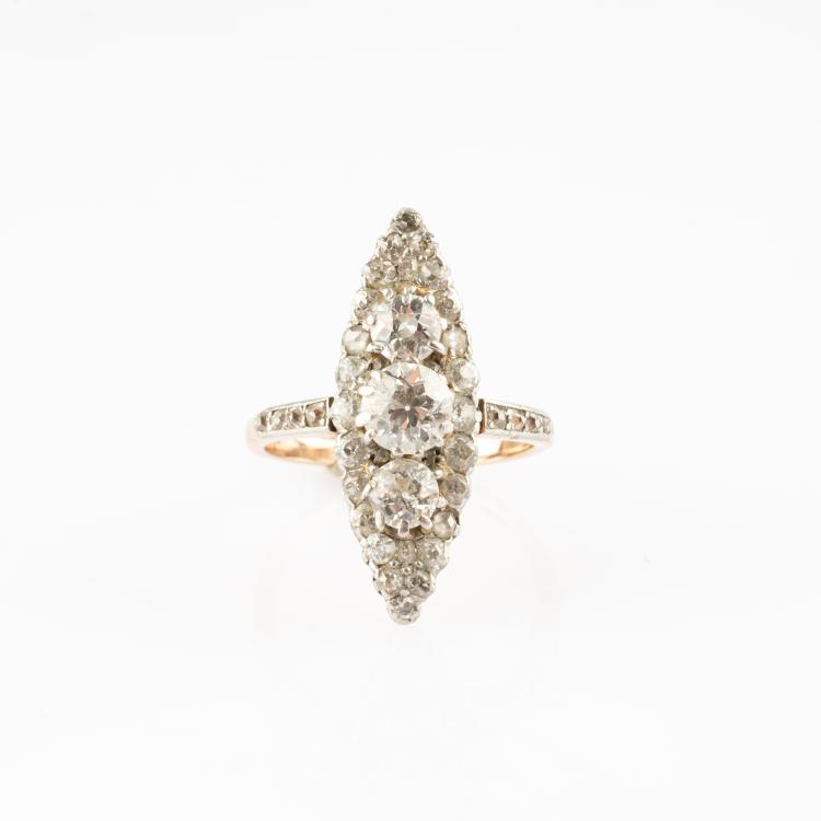 Bild 2 zu Objekt, Navette ring with diamonds, 182D 1088