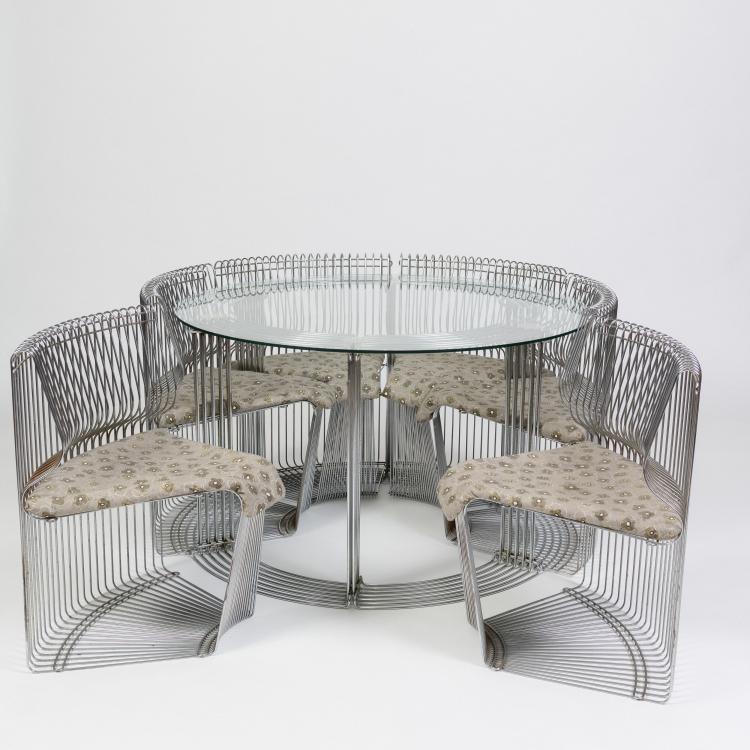 Bild 2 zu Objekt, Six chairs and table 'Pantonova', 1971 (design), Verner Panton, Fritz Hansen, Aller&oslash;d, 182C 820
