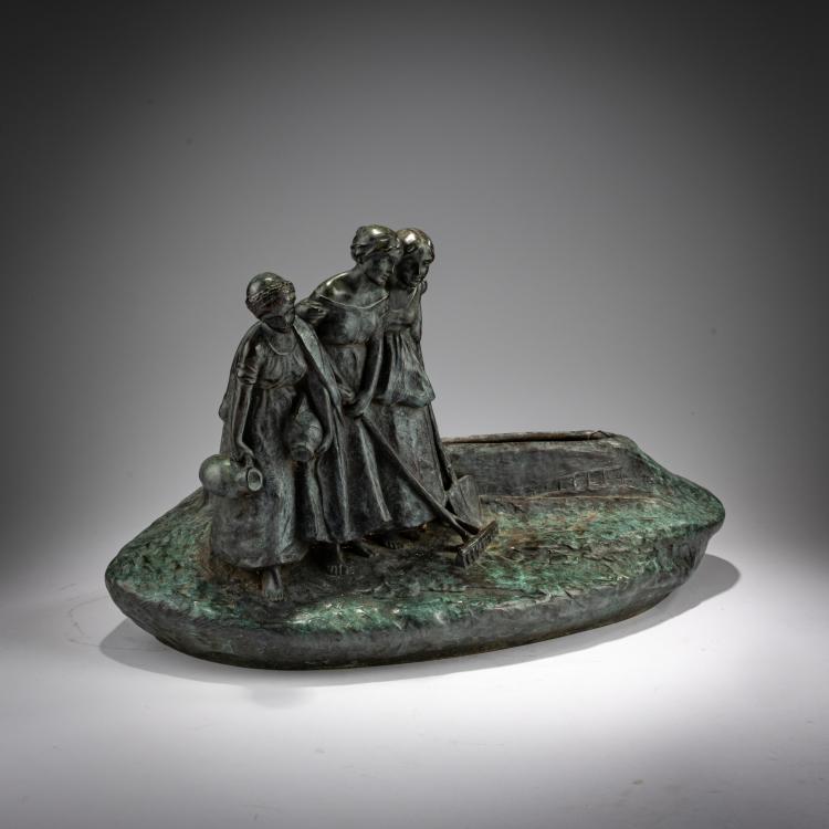 Hauptbild zu Objekt, Jardiniere mit Feldarbeiterinnen, um 1900, Peter Tereszczuk, 182A 290