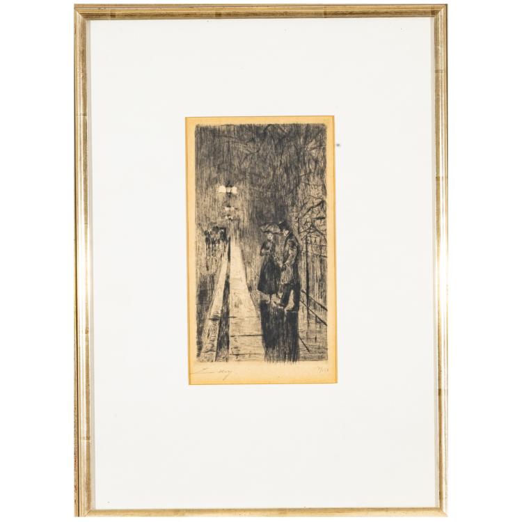 Bild 1 zu Objekt, 'N&auml;chtliche Begegnung in der Tiergartenstra&szlig;e', 1919, Lesser Ury, 183C 901