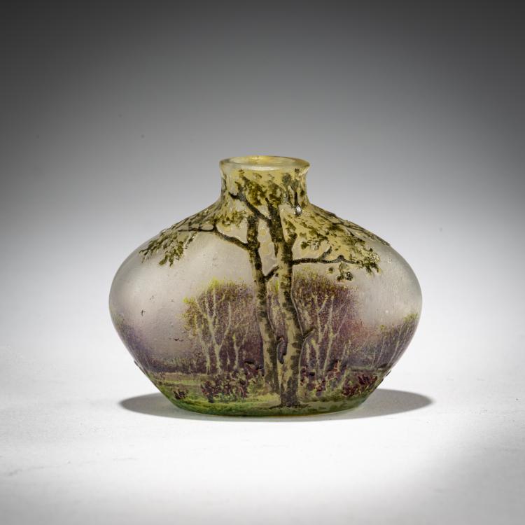 Hauptbild zu Objekt, Miniature vase 'Paysage en Et&eacute;', 1903-05, Daum Fr&egrave;res, Nancy, 182A 54