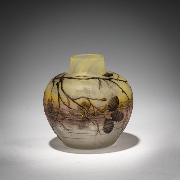 Hauptbild zu Objekt, Miniature vase 'Aulne', c. 1910, Daum Fr&egrave;res, Nancy, 182A 55