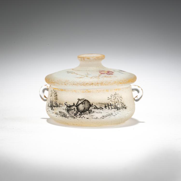 Hauptbild zu Objekt, Miniatur-Dose 'Le pot de terre, le pot de fer', 1898, Daum Fr&egrave;res, Nancy, 182A 7